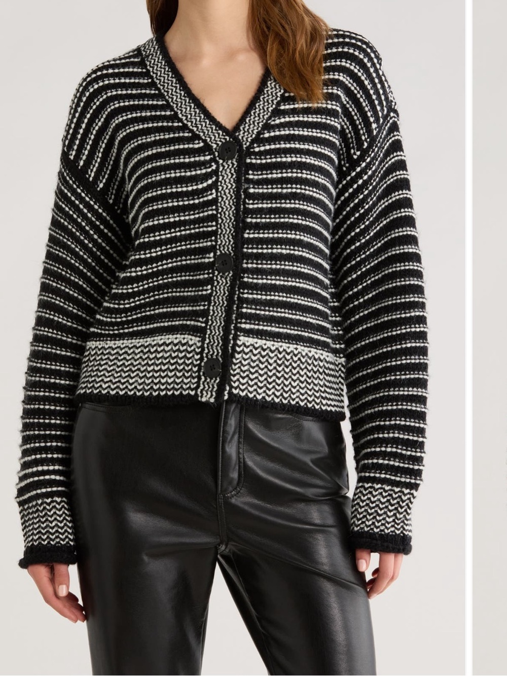 All in Favor Black & White Cropped Cardigan